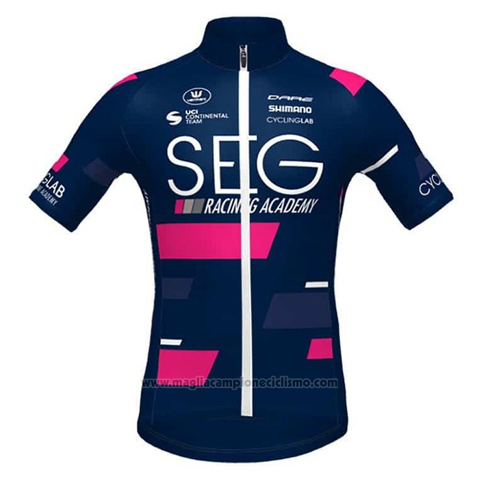 2021 Abbigliamento Ciclismo SEG Racing Academy Spento Blu Fuxia Manica Corta e Salopette